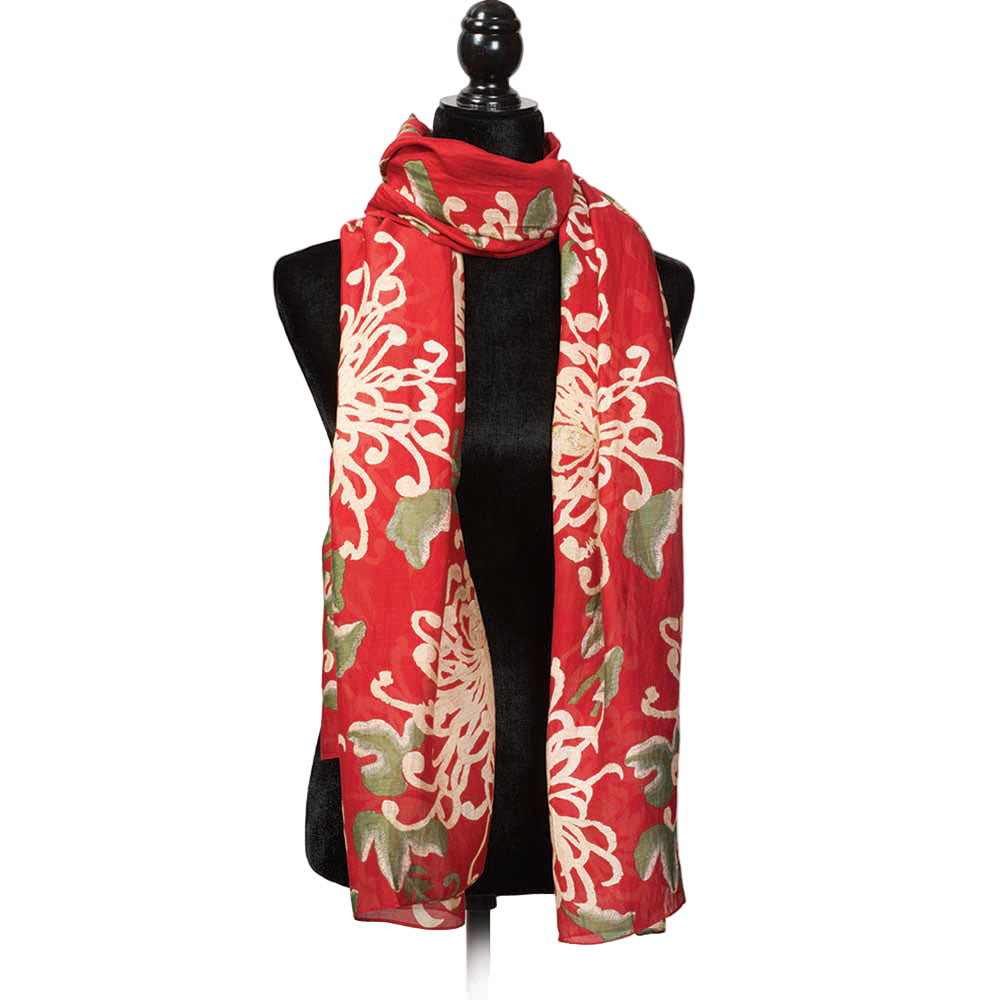 Chrysanthemum Red Scarf accessories