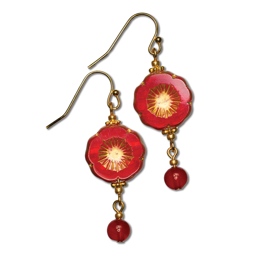 Red Tsubaki Earrings jewelry