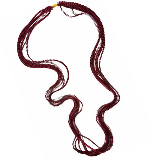 Origami Pleat Necklace-Wine jewelry view 2