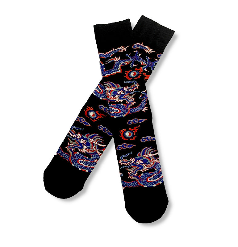 Black and Blue Dragon Socks accessories Medium