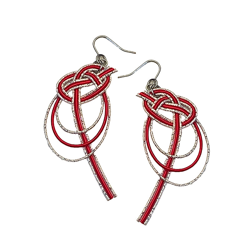 Awaji Mizuhiki Earrings jewelry Silver/Red