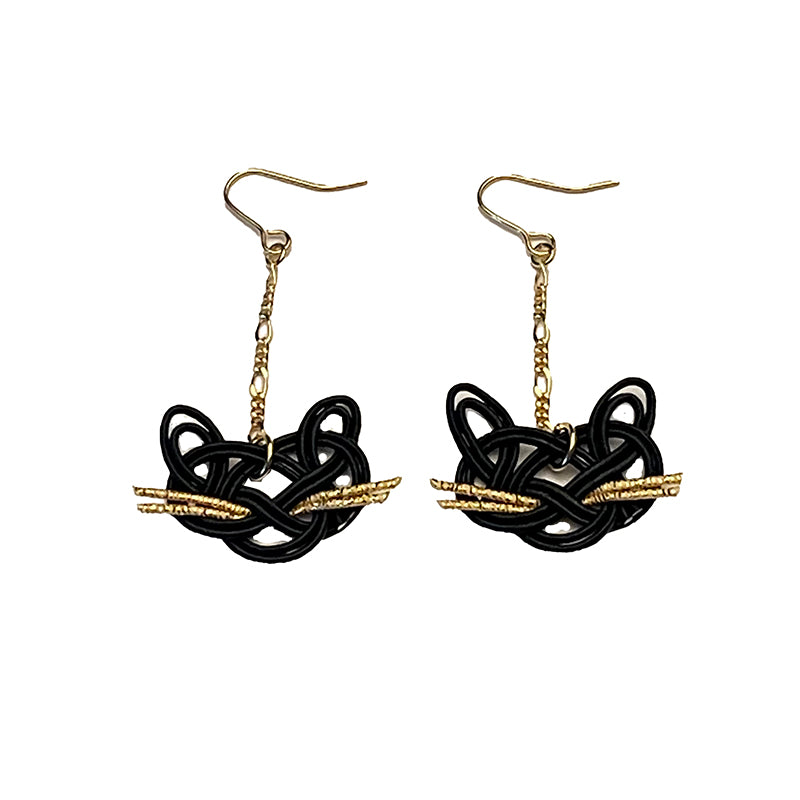 Mizuhiki Cat Earrings jewelry Black Cat
