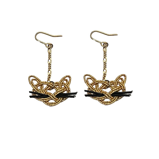 Mizuhiki Cat Earrings jewelry Black Cat view 2