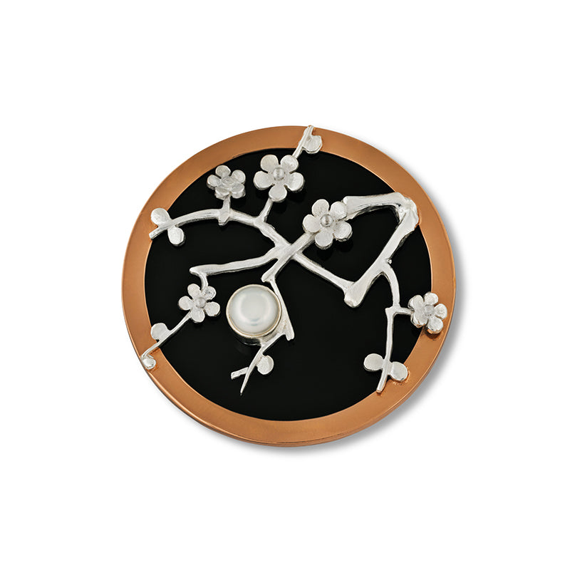 Copper Trim Cherry Blossom Brooch jewelry