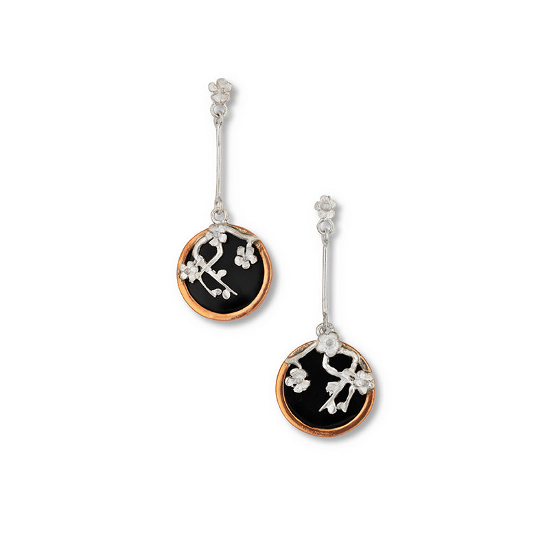 Copper Trim Cherry Blossom Earrings jewelry