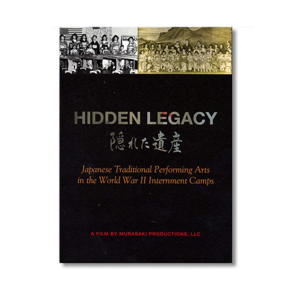 Book cover of 'Hidden Legacy' with black background and text about Japanese traditional performing arts.