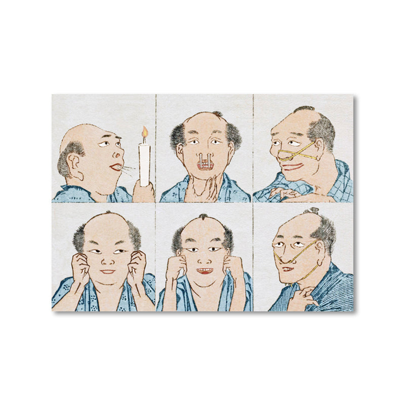 Hokusai Faces Lenticular Postcard paper-stationery
