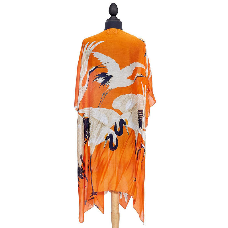 Standing Cranes Long Kimono apparel