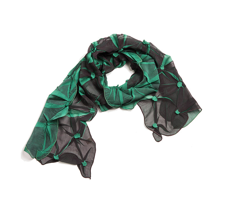 Tsumami Shibori Scarf by NUNO accessories Green/Gray
