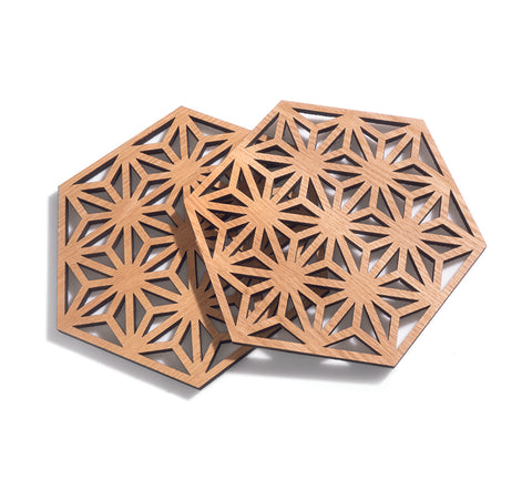 Wooden Asanoha Trivets (set of two)