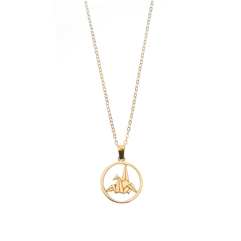 Gold-plated Origami Crane Necklace jewelry