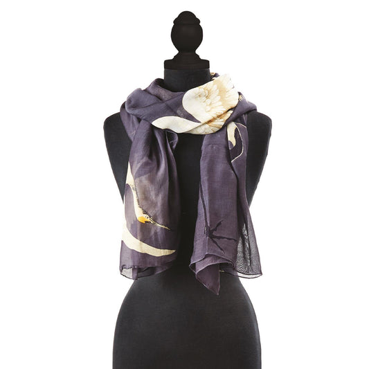 Standing Cranes Scarf-Charcoal accessories view 2