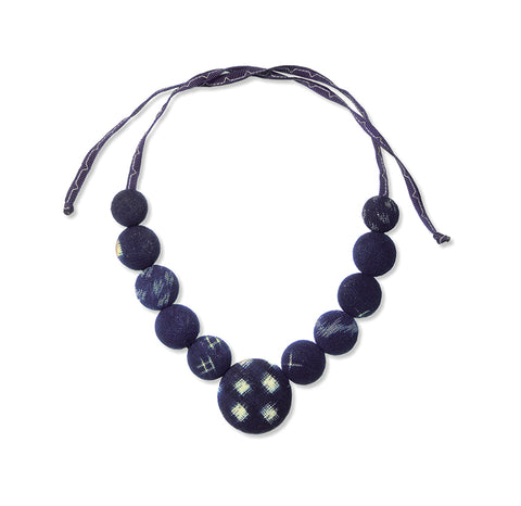 Kurume Kasuri Neckpiece With Single Center Element