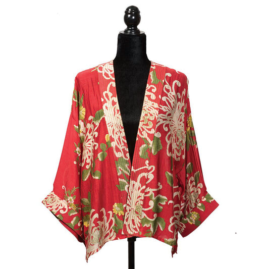Chrysanthemum Red Kimono Jacket apparel 