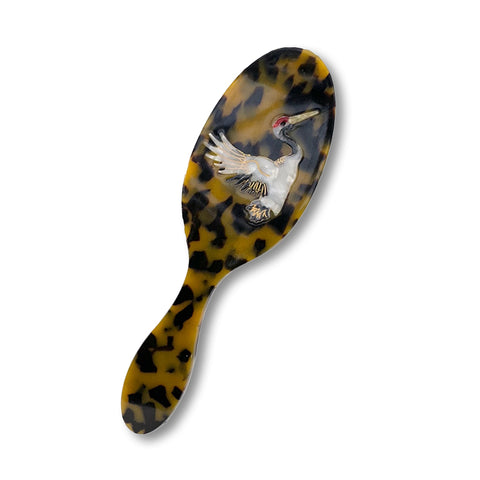 Hand-Painted Crane Acetate Hair Brush