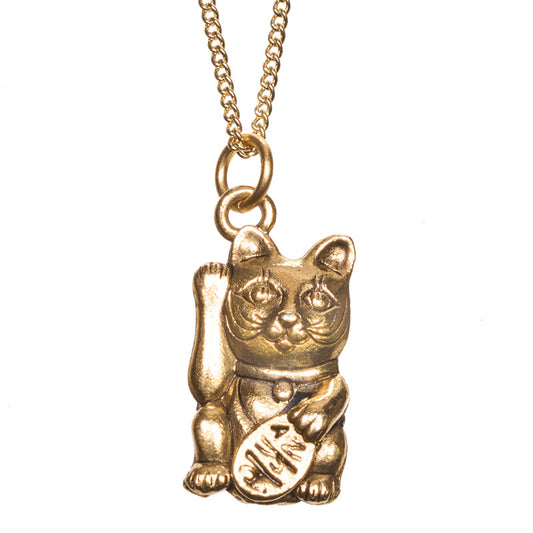 Maneki Neko Gold-Plated Pendant