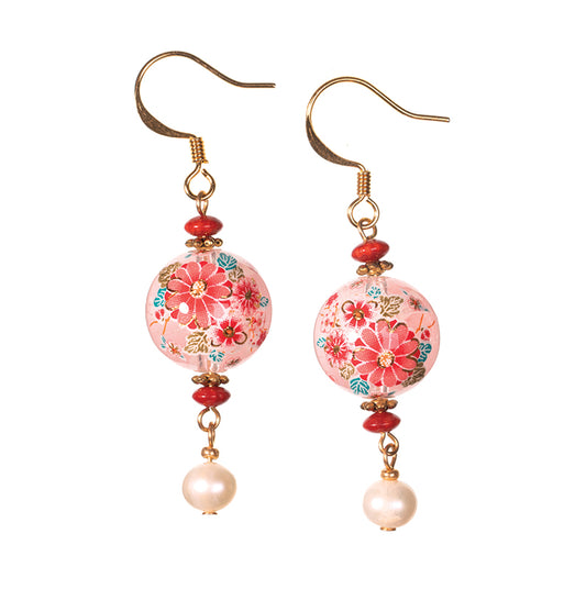 Clear Mum Tensha Bead Earring