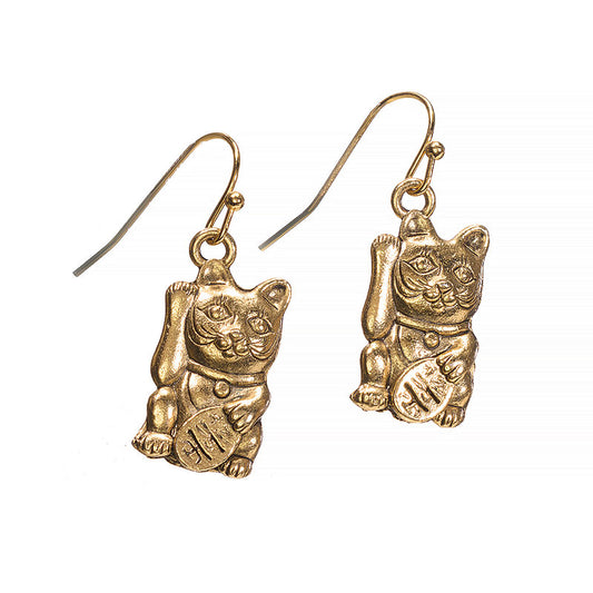 Maneki Neko Gold-Plated Earrings