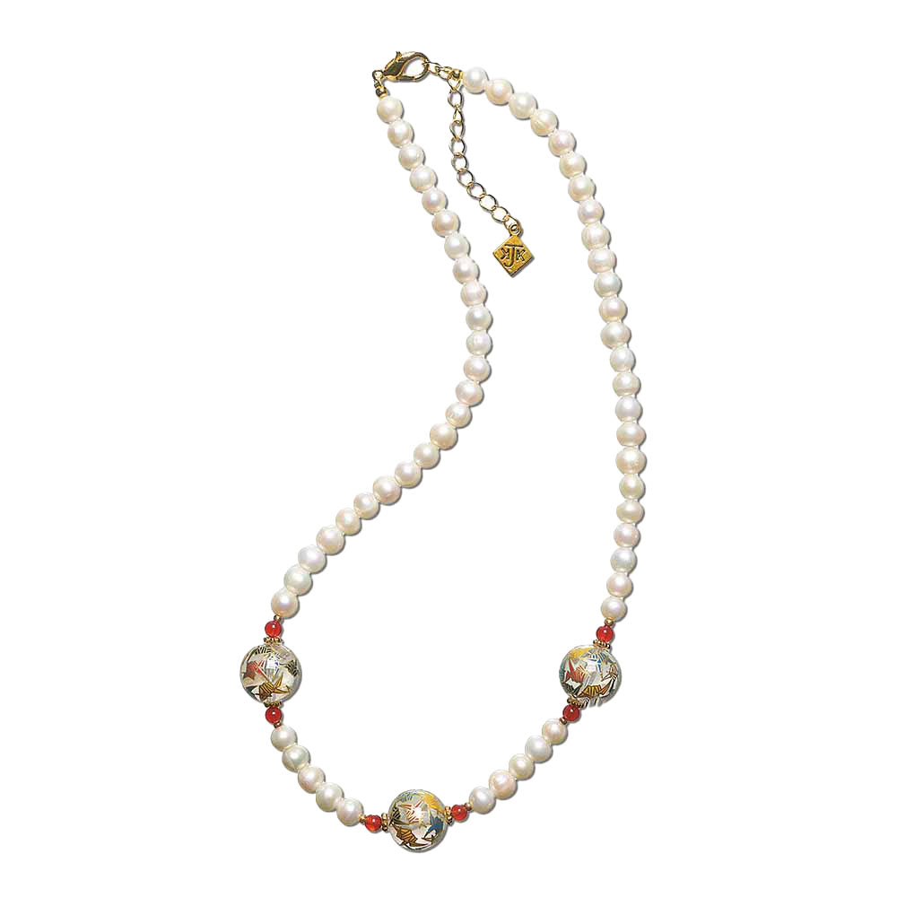 Clear Tensha Crane and Pearl Necklace jewelry