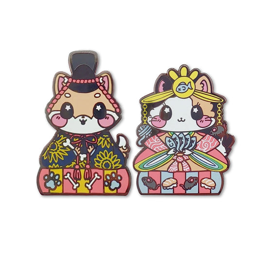 Hinamatsuri Shiba and Kitty Pin Set gift 