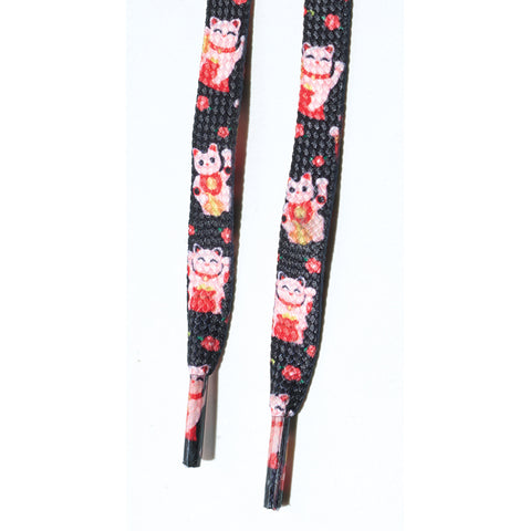 Black Maneki Neko Shoelaces