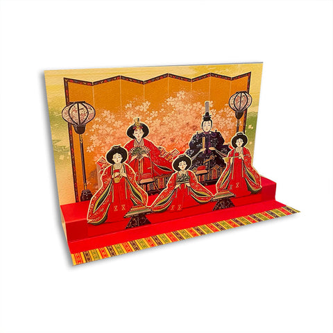 Hinamatsuri Pop-up Card-Royal Couple with Handmaidens