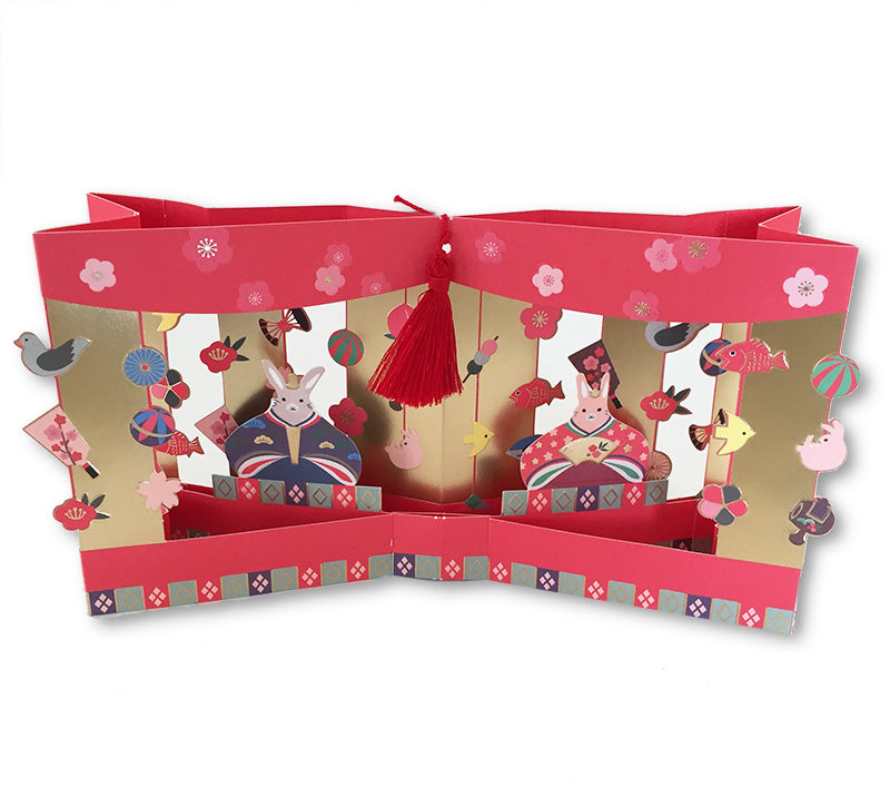 Rabbit Hinamatsuri Pop-up Card (with tassel) paper-stationery