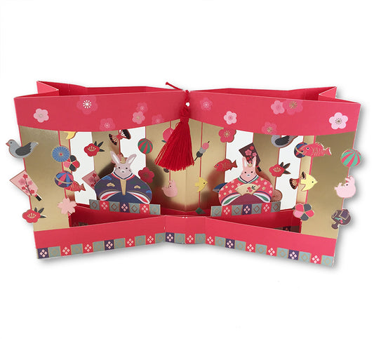 Rabbit Hinamatsuri Pop-up Card (with tassel) paper-stationery 