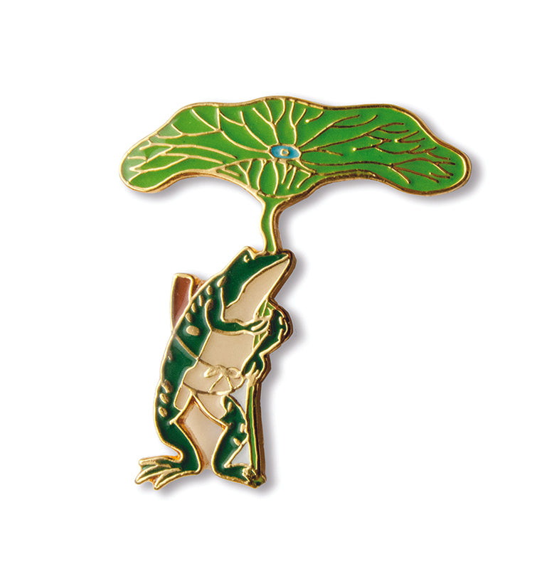 Choju-Giga Frog with Lotus Pin