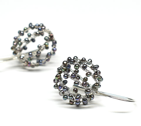 "Goma" (Black Pearl) Ball Earrings