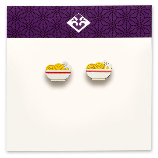 Wooden Ramen Bowl Earrings